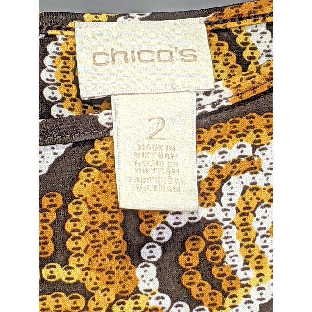 Chicos 2 Lg 12-14 Bell Sleeve Browns Golds Autumn Stretch - Picture 3 of 8